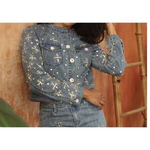NEW AZI starburst denim jacket in blue